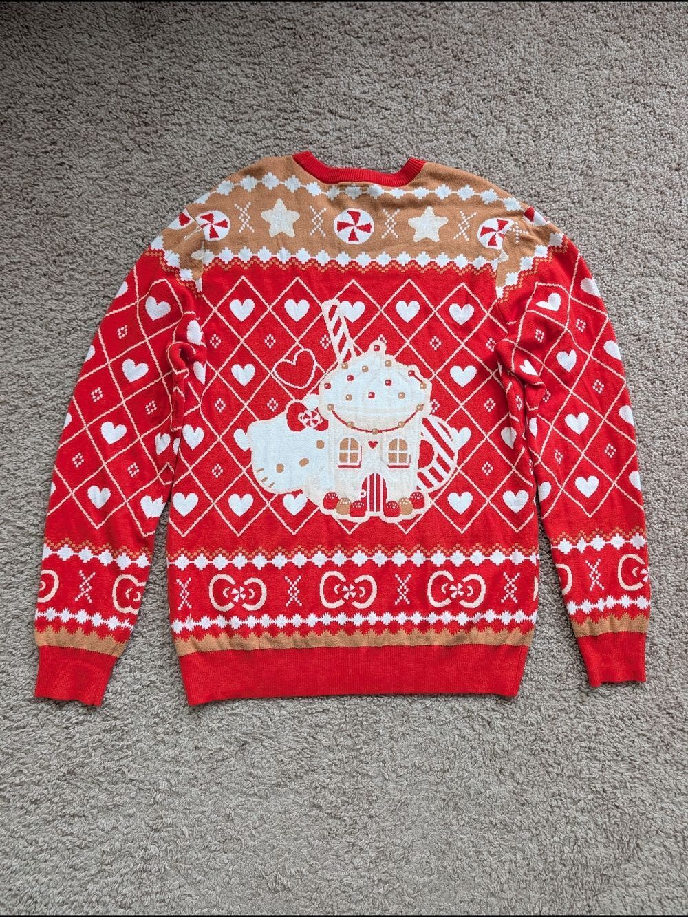 BoxLunch Womens Sanrio Hello Kitty Gingerbread Patterned Holiday Sweater Medium - Picture 8 of 12